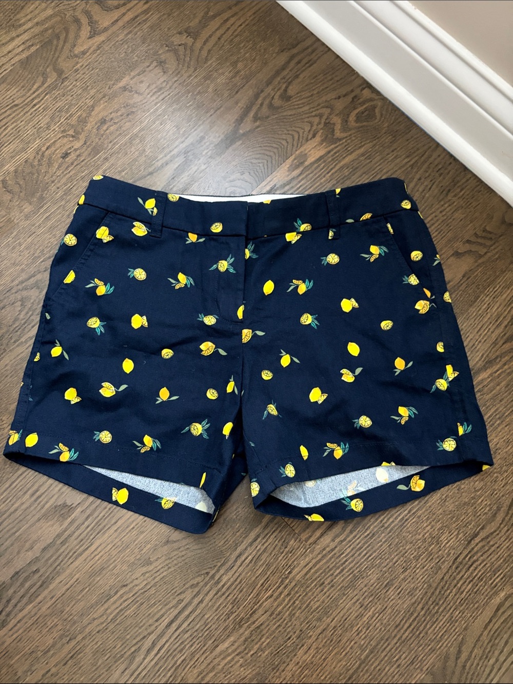 J. Crew Navy Shorts with Lemon Motif